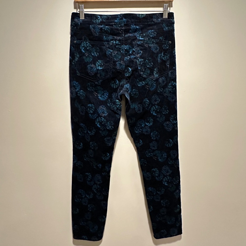 Pilcro and the Letterpress Script‎ Pants Women 28 Blue Velvet Floral Mid Rise - Picture 8 of 9